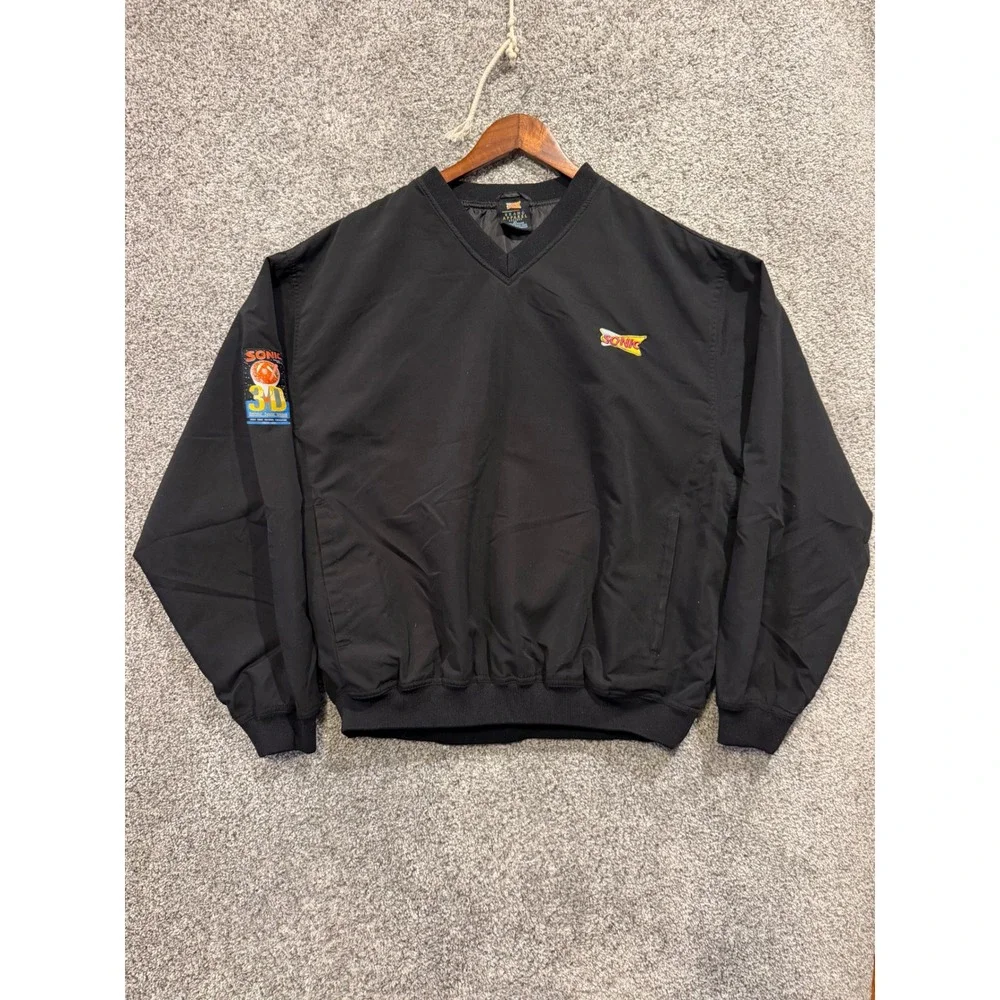 Sonic Windbreaker Pullover Mens XL Black 2004 National Convention V-Neck Jacket